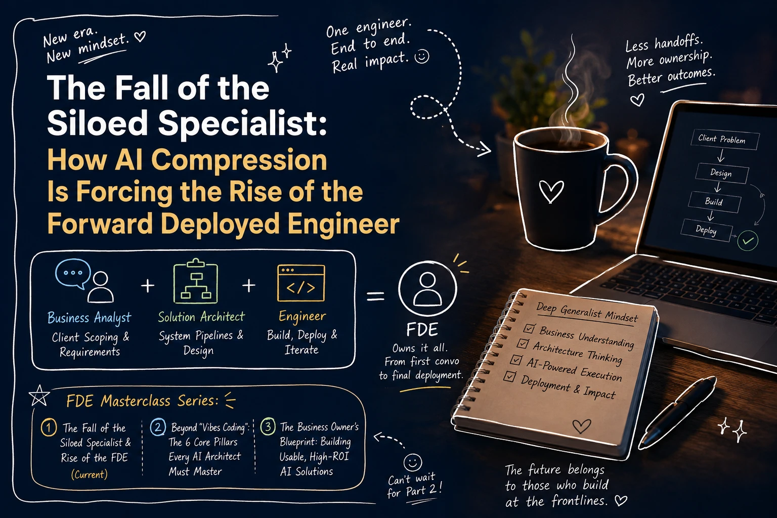 The Fall of the Siloed Specialist: How AI Compression Is Forcing the Rise of the Forward Deployed Engineer